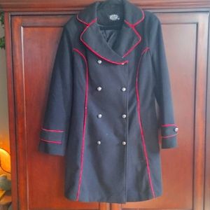 Black military style coat-lace up back